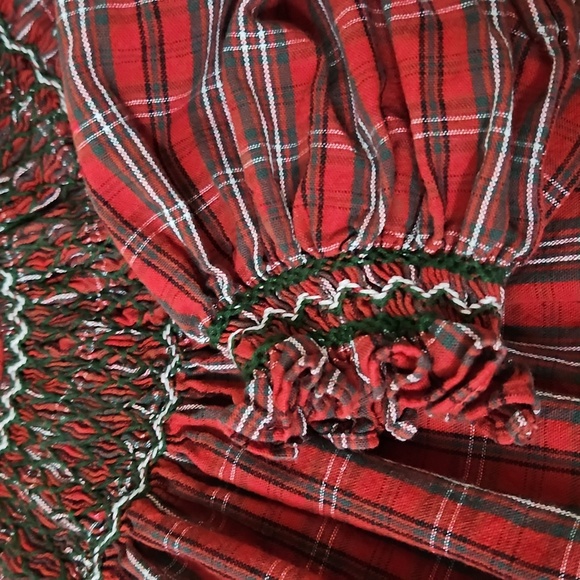 Strasburg Red Tartan Plaid Smocked Dress Sz 3 - 3Y - Picture 7 of 7